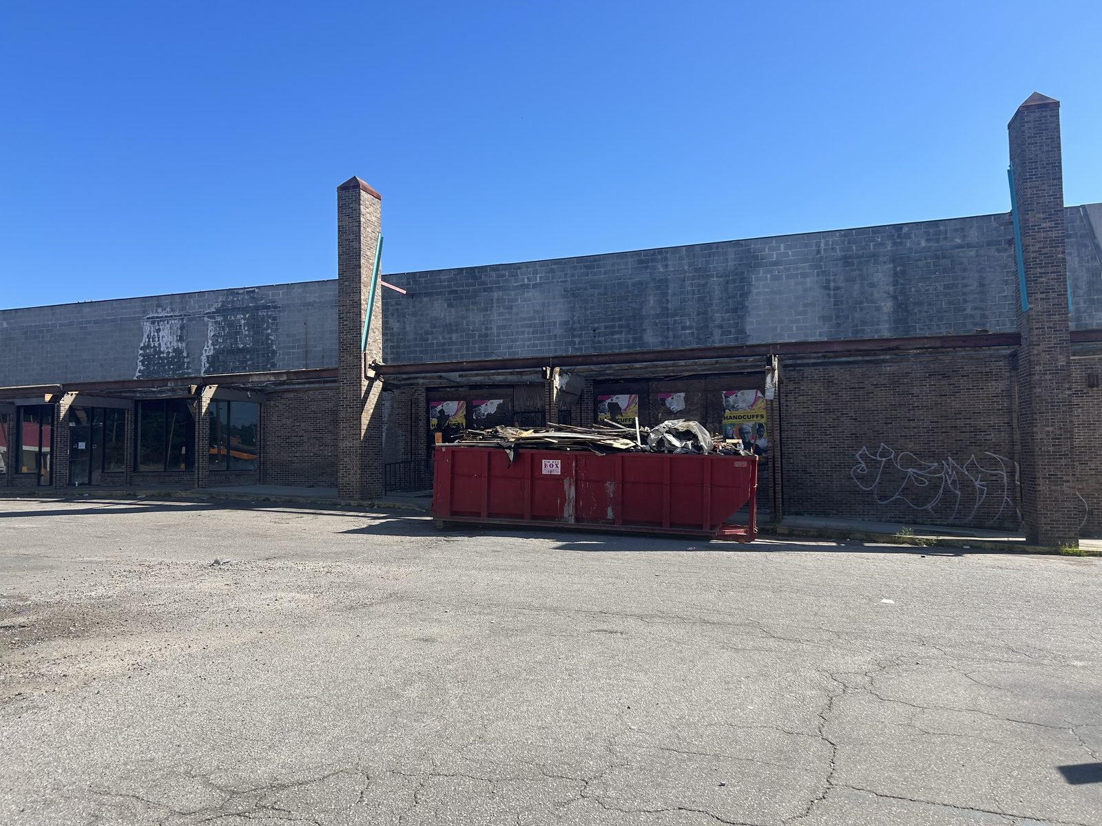 Big Red Box roll-off dumpster on a commercial demolition job in Forest Acres, SC