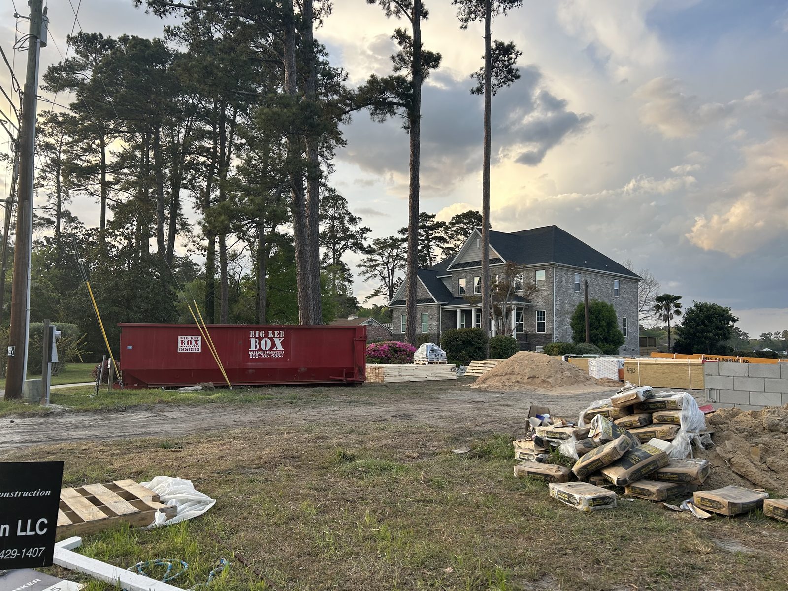 Big Red Box roll-off dumpster on a construction site job in Forest Acres, SC